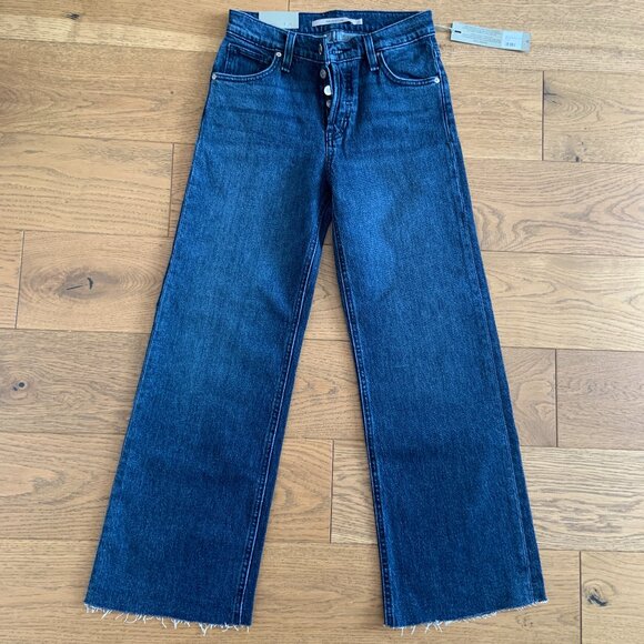 Women's Hudson Rosie High-Rise Wide Leg Crop Lakeside Blue Denim Jeans Size 25 - Picture 2 of 10